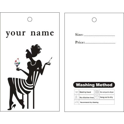 Garment hang tags custom print hang tags price label template 030 fashion lady dress design can change as you need