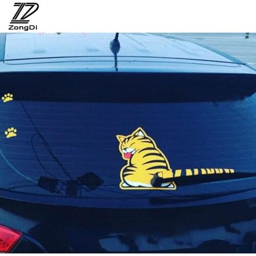 ZD 1Pc Car Rear Window Wiper Cat Stickers Creative for BMW E39 E90 E60 E36 F30 F10 E34 E30 Mini Cooper Audi A4 B8 A3 A6 C6 Q5 A5