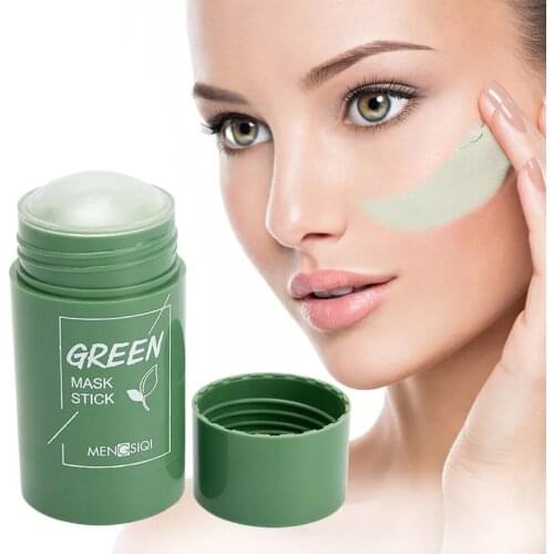 Green Tea Cleansing Solid Mask Purifying Clay Stick Mask Oil Control Anti-Acne Eggplant Skin Care Face Whitening Moisturizing