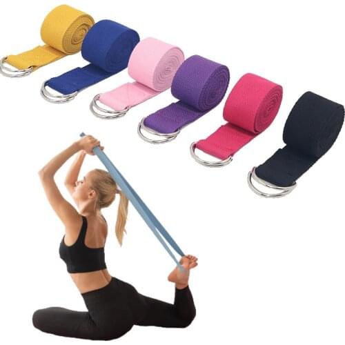 Women Yoga Belts Adjustable D-Ring Yoga Stretch Strap Resistance Fitness Bands Elastic Assist Yoga Accessories