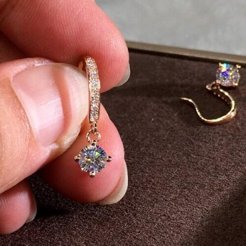 Female Luxury Crystal Zircon Earrings Dainty Rose Gold Color Wedding Earrings White Round Small Stone Earrings For Women Jewelry