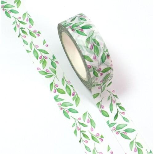 10pcs/lot 15MM*10M Spring Green Purple Leaves Decorative Washi Tape DIY Scrapbooking Masking Tape School Office Supply
