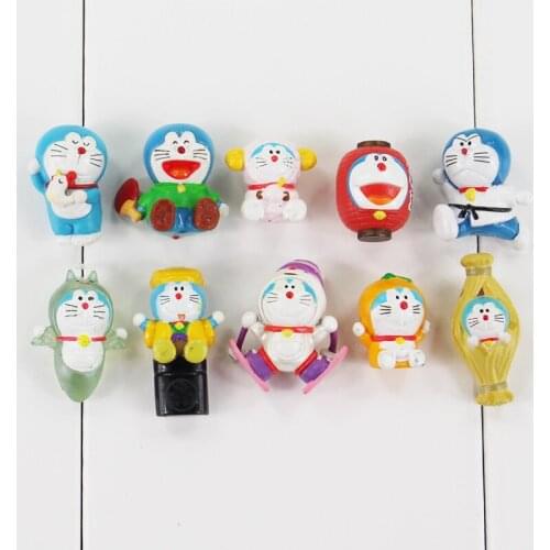10pcs/lot Anime Fun Doraemon Figure Toy Doraemon Lantern Skating Table Tennis Mini Model Doll for Children