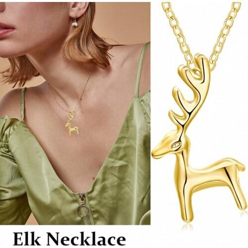 2021 Fashion Cute 3Colors Party Outdoor Jewelry Snake Chain Titanium Steel Animal Pattern Elk Pendant Necklace Accessories