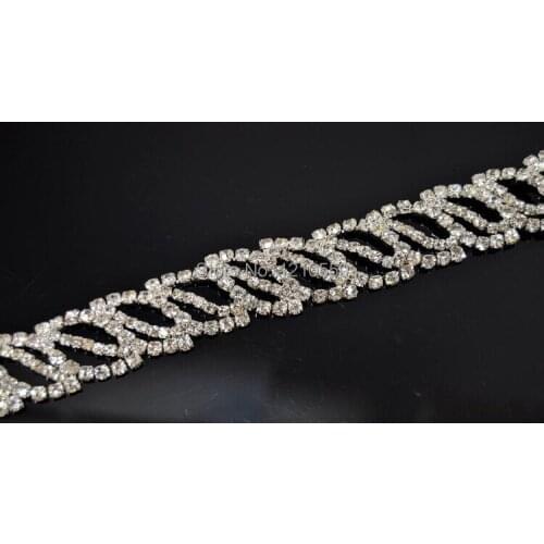 5 Yards High Quality Clear Crystal Luxury Bridal Applique Trim Rhinestone Wedding Trimming