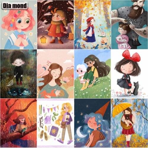 5D DIY Full Square/Round Drill Diamond Painting Cartoon Girl Cross Stitch Diamond Embroidery Cartoon Character Mosaic Home Decor