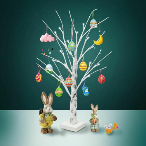 60cm White Easter Tree with Lights Decorative Easter Eggs For Hang Ornaments New Pproduct Listing
