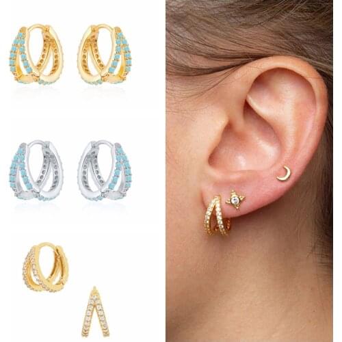 925 Sterling Silver Earrings For Women Hoop Earrings Pendientes Huggie Earrings Circle Oorbellen Party Jewelry Gotico Femenino