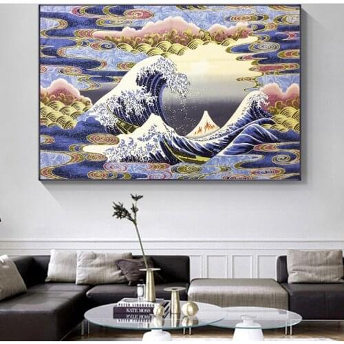 Abstract Landscape Canvas Painting Japan Kanagawa Katsushika Hokusai Great Wave Posters and Prints Wall Pictures for Home Decor