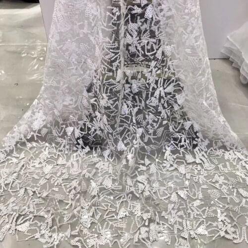 African lace fabric 2020 high quality lace fabric French sequin mesh tulle fabric Nigeria lace wedding dress J4028