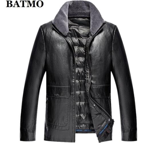 BATMO 2020 new arrival winter ,fake leather 90% white duck down jackets men,warm thicked prakas,plus-size 2265