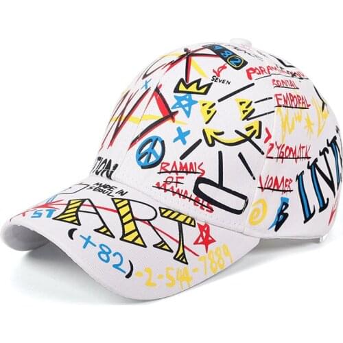 Baseball Cap Kids Men Women Snapback Hip Hop Cotton 2020 Summer graffiti Letter Print Boys Girl Caps White Child Hat