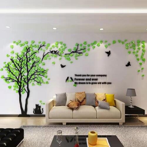 Large Size Acrylic Wall Stickers Tree Decor TV Sofa Background Living Room Bedroom Wallpaper Decals 3D DIY Art Mural Wallsticker