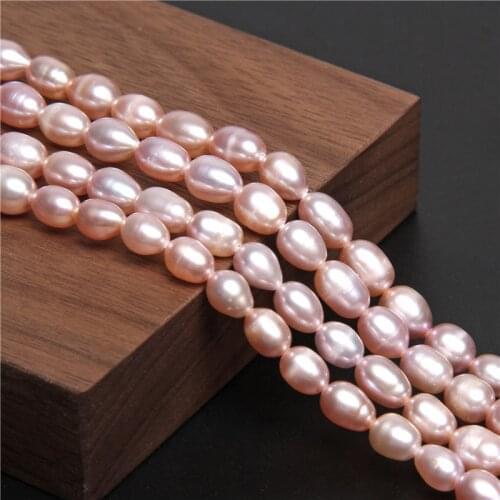 Natural pink potato rice Oval pearl beads Freshwater Cultured Pearl loose Beads For Jewelry Making DIY Bracelet Necklace 6-7mm