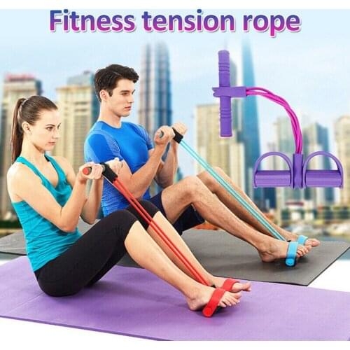 Four-tube Pedal Pull Rope Resistance Bands Home Gym Sport Training Elastic Bands For Fitness Equipment Yoga Thin Waist Beautiful