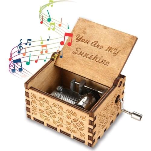 Wooden Music Box Mom/Dad To Daughter -You Are My Sunshine Engraved Toy Kid Gift