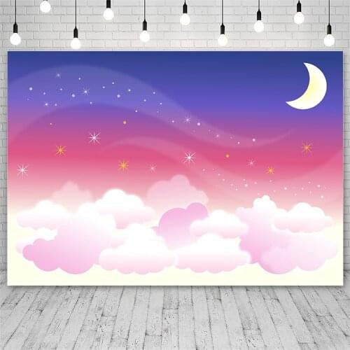 Avezano Backdrops Birthday Night Moon Cloud Star Decor Child Love Portrait Banner Photography Background Photo Studio Photophone