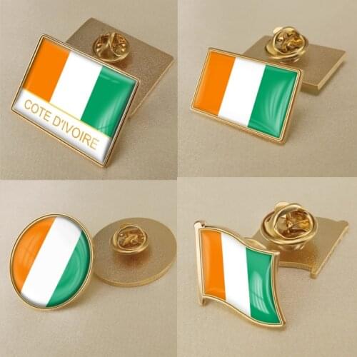 Coat of Arms of Cote D'Ivoire Map Flag National Emblem Brooch Badges Lapel Pins