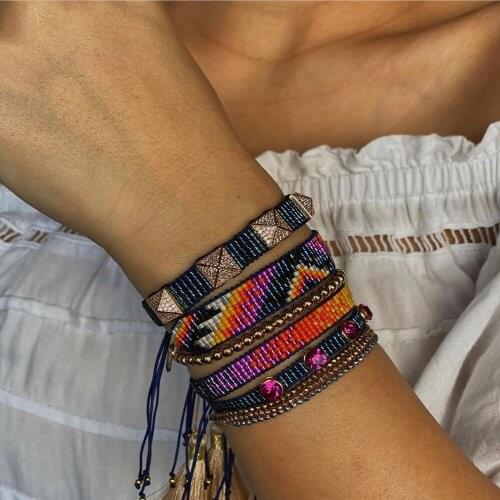 BLUESTAR Womem MIYUKI Jewelry Geometric Pattern Pulseras Mujer Moda Handmade Copper Bead Armband 2021