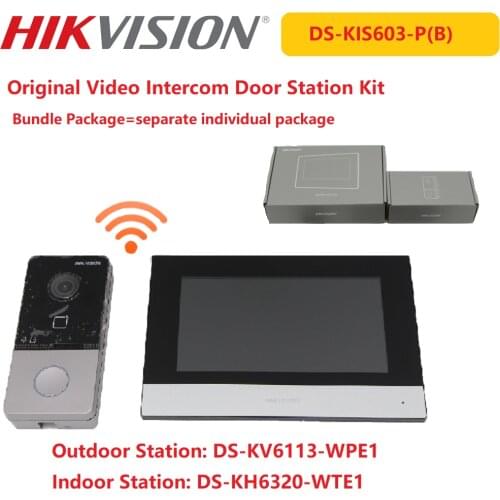 Hikvision Door Station Bundle Kit DS-KIS603-P Villa Video Intercom Indoor Monitor Phone Station and Outdoor Bell Together