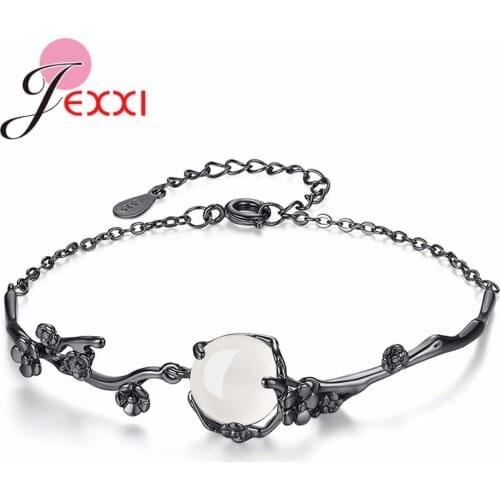 Korean Style Women 925 Sterling Silver Flower Moonlight Opal Bracelets Adjustable Party Jewelry Pulseira Friendship Gift