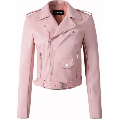 Faux leather PU Jacket Women Spring Autumn Fashion Motorcycle Jacket Black faux leather coats Outerwear coat HOT