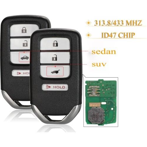 Kutery 4 Buttons Smart Remote Car Key Fob 313.8/433Mhz ID47 For Honda HR-V FIT EX-L 2016 2017 2018