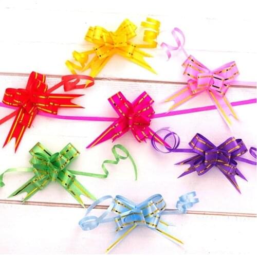 Pull Bow Ribbons 50pcs/lot Gift Wrapping Happy New Year Wedding Birthday Party Supplies Home Decoration DIY Pull Flower Ribbons