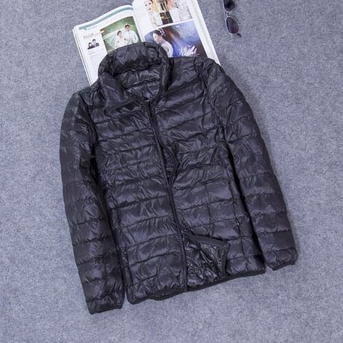 Mens Down Jacket Light Coat Stand Collar Short Plus Size 6XL Ultra Thin Down Jacket Men Casual Windproof White Duck Down Coats