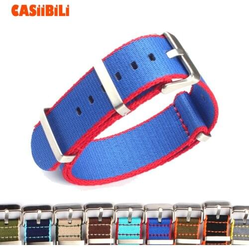 Toughness Thickening Slivery Buckle NATO Straps Nylon Canvas Paratrooper Color 20mm 22mm Width Watch Band Stripe Military Sport