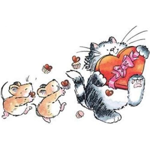 Love Cat Mouse Transparent Silicone Rubber Stamp And Metal Die Sheet Cling Scrapbooking DIY Cute Pattern Photo Album