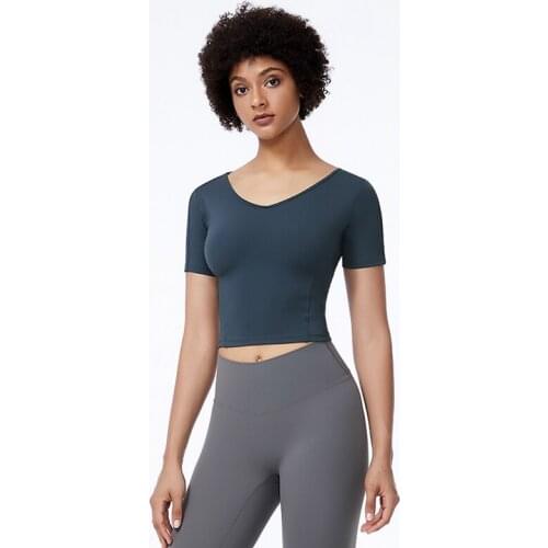 Yoga Short Sleeve Sports Top Ladies Workout Wear Gym Tops Running Sports Tops Women Running Workout Sports T-shirts
