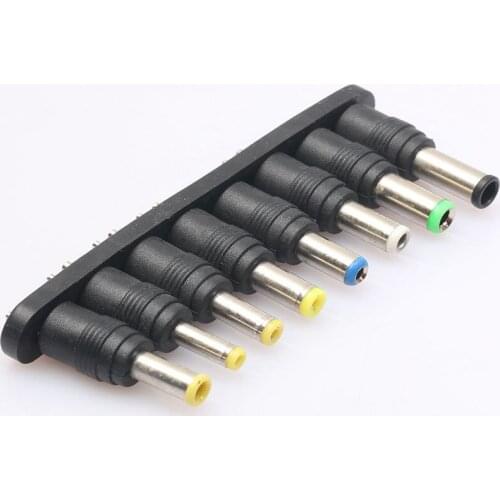 Universal 1 set = 8pcs / set 5pin Jack Plugs DC for Laptop AC Power Adapter Tips Connectors for Computer Notebook black