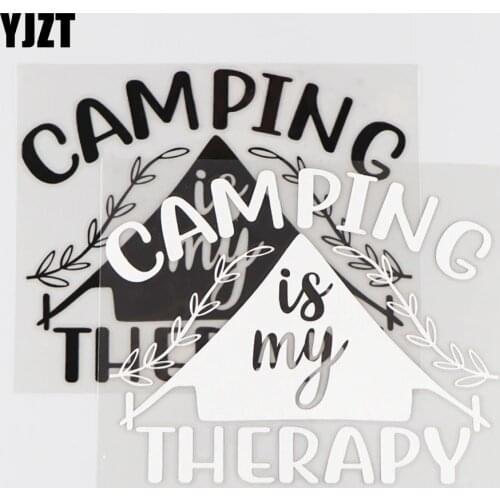 YJZT 14.4×11.6CM CAMPING IS MY THERAPY Car Sticker Vinyl Decal Modern Decoration Black/Silver 4C-0361