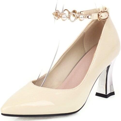Oversized Pointed pearl decorative single shoes ladies high heels women shoes woman pumps