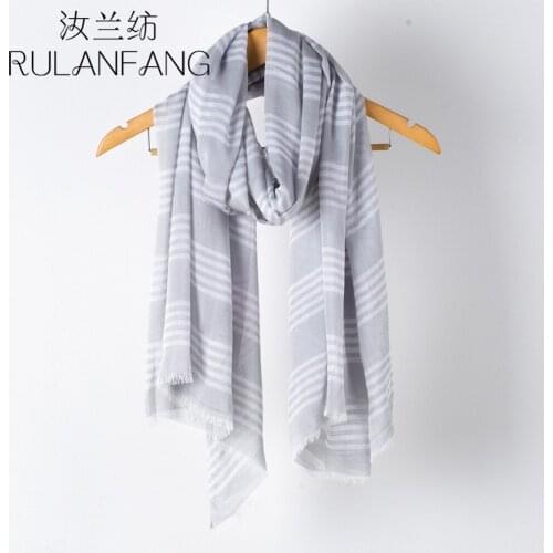 180cmX110cm Summer Autumn Fresh Women Strip Ladies Fashion Bearding Warp Fold Female Viscose Scarf Scarves Shawl 120g