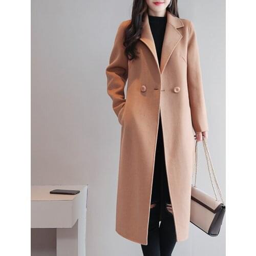 Plus size 4XL Women Winter 100% Wool Coat 2020 Fashion Korean High-end Slim Double-sided Cashmere Long Overcoat Warm Women Coats