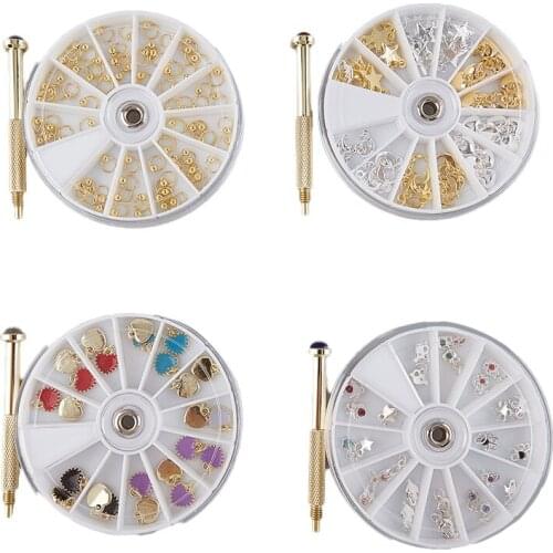 1PC Nail Art Hand Dangle DrillPendant Dangles Rhinestones Pearl Hole Pierce Tool With 24 pieces of Pendant Dangles Decoration