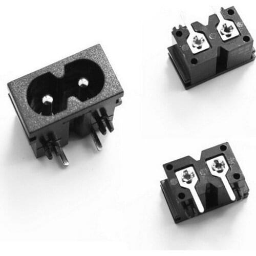 10Pcs Black Male Plug IEC320 C8 Power Socket Connector AC 250V 2.5A Right Angle