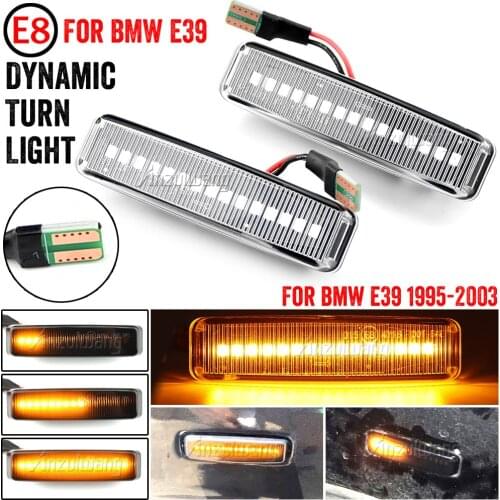 2pcs Dynamic Led Turn Signal Side Marker Lights For BMW 5 Series E39 M5 1998 1999 2001-2003 Flowing Sequential Blinker Light