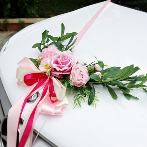 2019 Wedding Car Decoration Silk Flowers Garland Multi-color Chair Roses Artificial Flowers Wedding Centerpieces Wreath