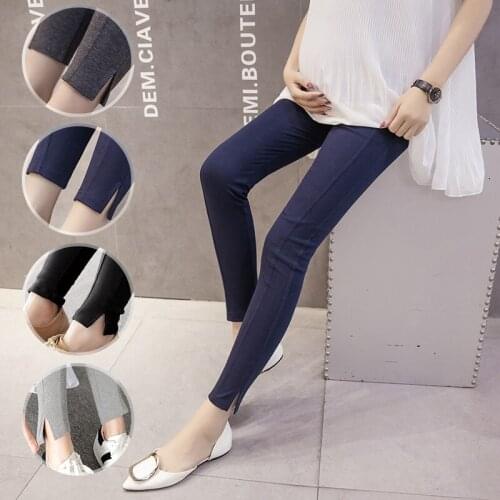 2019 spring new pregnant women cotton stitching leggings stretch Slim split feet pants casual pregnancy pants
