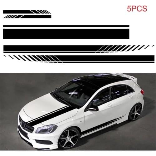 5Pcs Car Stickers Body Sticker Decals Stripes Car Side Door Body Hood Rearview Mirror Decal Stickers Set Racing Car Accessories