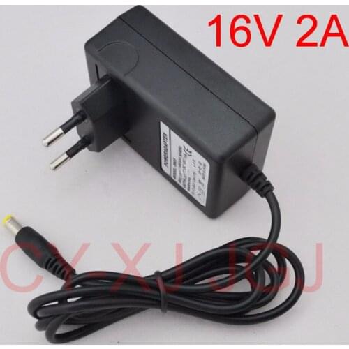 50PCS High quality 16V 2A AC 100V-240V Converter Adapter DC 16V 2A & 2000mA Power Supply EU Plug DC 5.5mm x 2.1-2.5mm