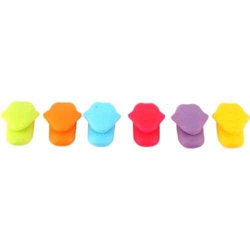 6Pcs Tongue Shaped Wine Glass Silicone Tag Identifier Marker Cup Marker Mug Logo Personalized