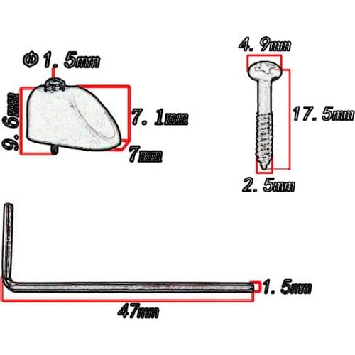 6 X Guitar String Locking Nut, Wrench And Screw Instrument Accessory-Chrome