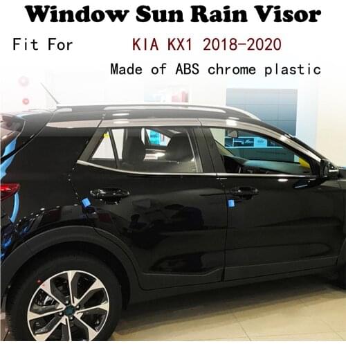 ABS Chrome plastic Window Visor Vent Shades Sun Rain Guard car accessories For KIA KX1 2018-2020