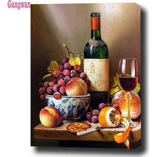 DIY diamond embroidery Wine and Fruit full square round diamond painting cross stitch kit 5D mosaic stickers Kitchen decoration