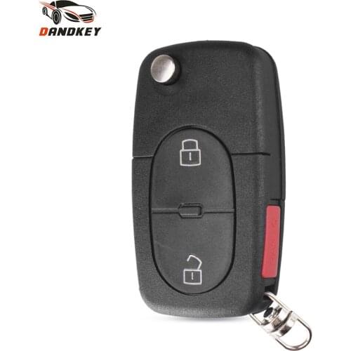 Dandkey 2+1 Buttons CR2032 Replacement Flip Remote Car Key Shell Styling For Audi A2 A3 A4 A6 A8 TT Uncut Fob Case Cover