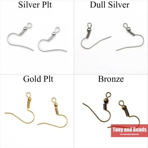 200Pcs=1Lot!)Jewelry Earring Finding 18X21mm Hooks Coil Ear Wire Gold Silvers Bronze Nickel Jewelry Making EF8